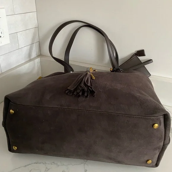 🆕 House of Harlow 1960 Brown faux Suede Luxe Tote & Wristlet Shoulder Bag Set - Picture 8 of 15